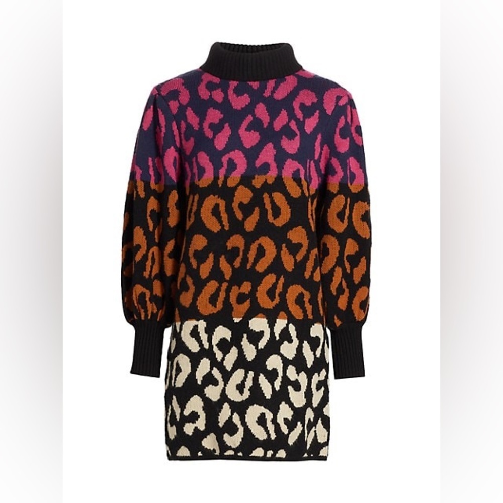 Farm Rio mixed leopards sweater dress - NWT